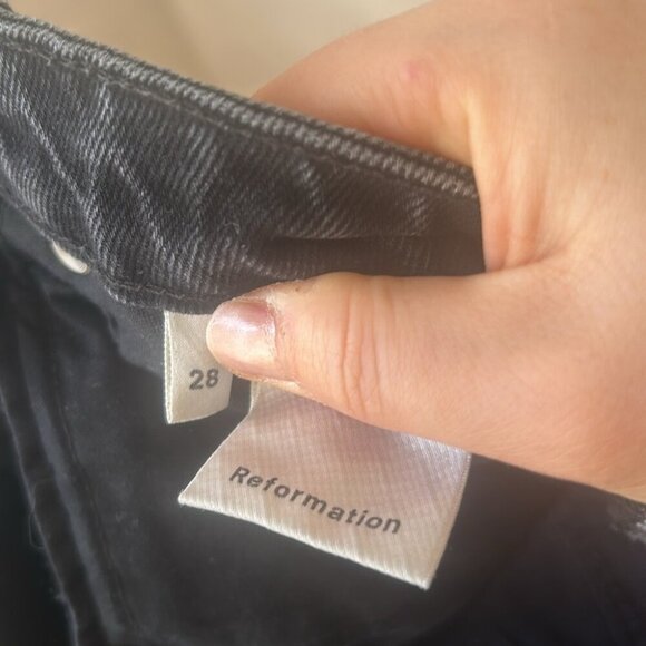 Reformation High Waist Cut Off Brooke Jean Shorts Size 28 Pacific black jorts - Picture 9 of 10